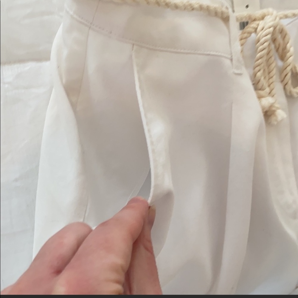 Ann Taylor White Pleated Sailor Flare Shorts with Rope Belt Tie Size 10 NWT
